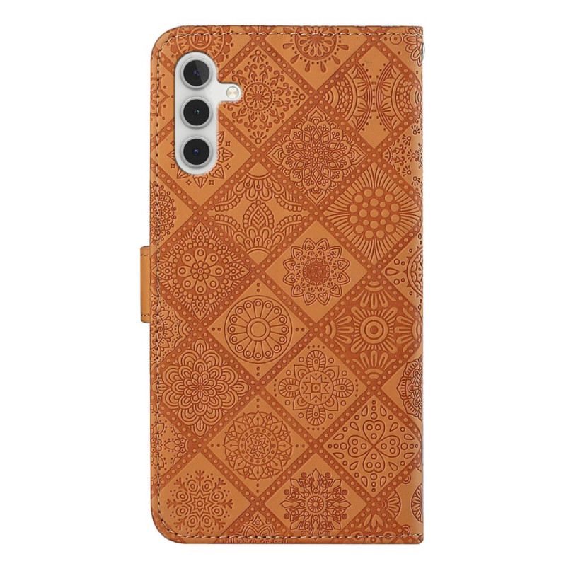 Kinyitható Tokok Samsung Galaxy A15 5g Patchwork Mandalák Szíjjal