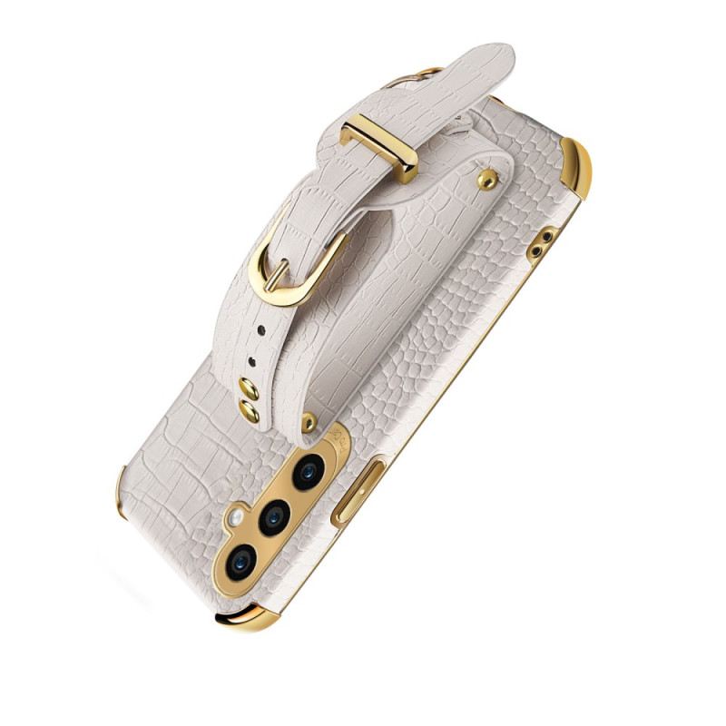 Tok Samsung Galaxy A15 5g Krokodil Stílusú Karkötő-támasztékkal