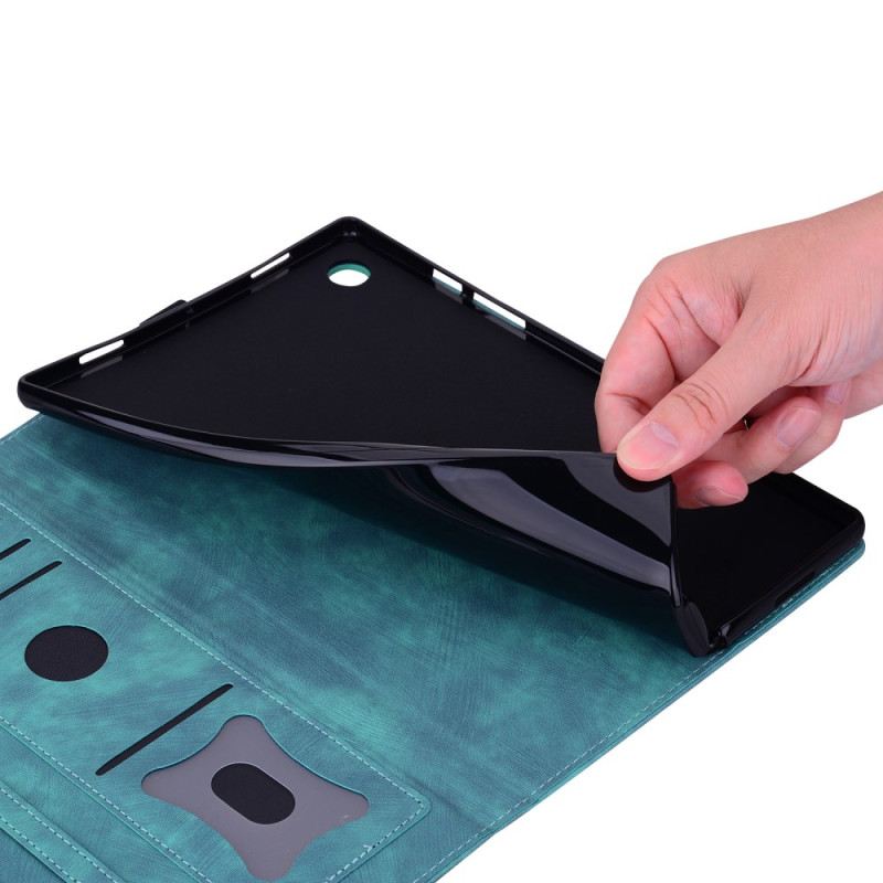 Bőrtok Samsung Galaxy Tab S11 Ultra Velúr Hatású Macskajelenet