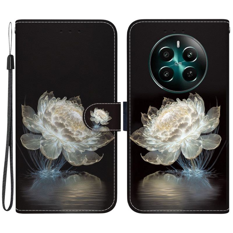 Bőrtok Realme 12 Plus 5g Kristály Bazsarózsa Szíjjal