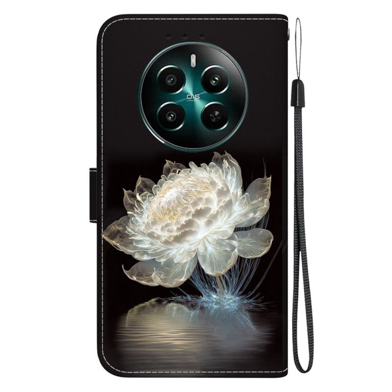 Bőrtok Realme 12 Plus 5g Kristály Bazsarózsa Szíjjal