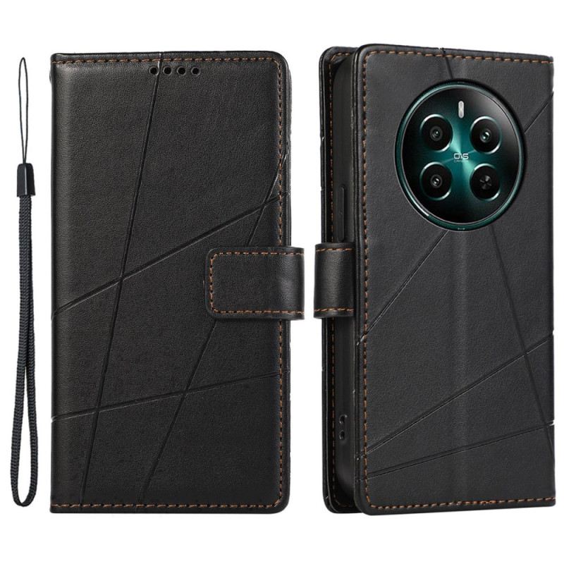 Bőrtok Realme 12 Plus 5g Nyomtatott Vonalak Szíjjal