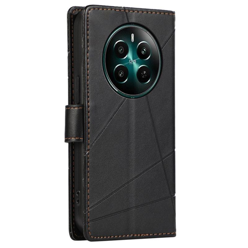 Bőrtok Realme 12 Plus 5g Nyomtatott Vonalak Szíjjal