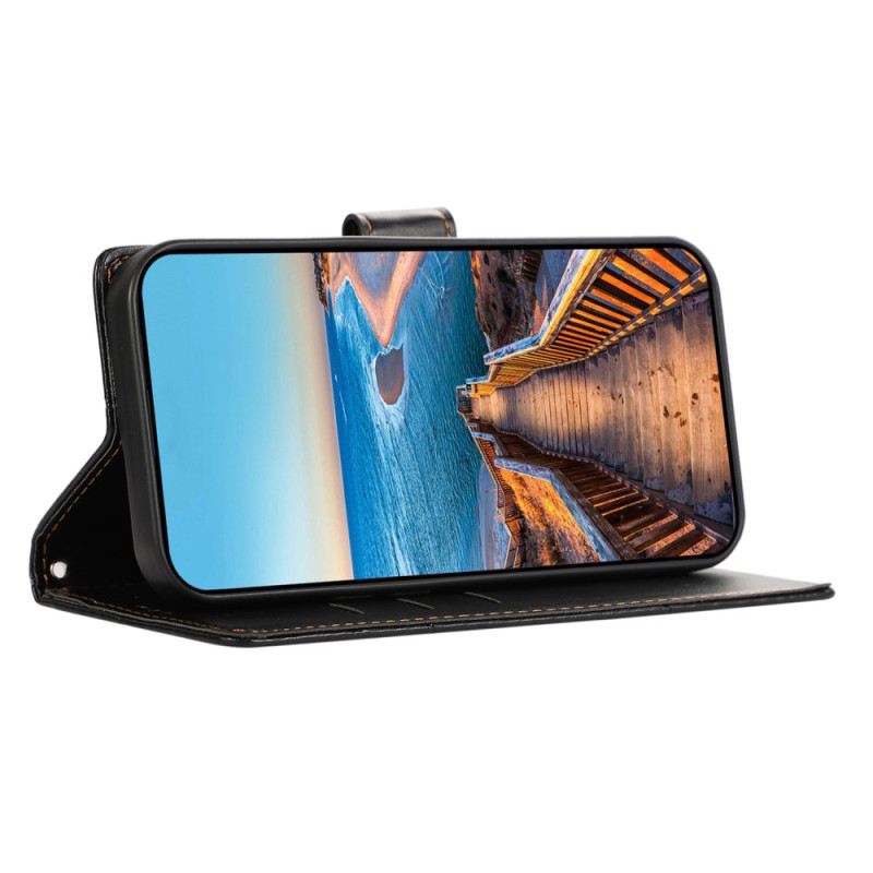 Bőrtok Realme 12 Plus 5g Nyomtatott Vonalak Szíjjal