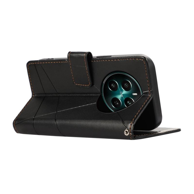 Bőrtok Realme 12 Plus 5g Nyomtatott Vonalak Szíjjal