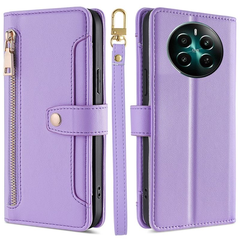 Bőrtok Realme 12 Plus 5g Pénztárca Pánttal És Vállpánttal