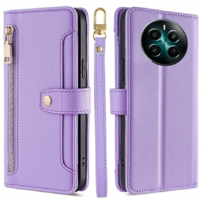 Bőrtok Realme 12 Plus 5g Pénztárca Pánttal És Vállpánttal