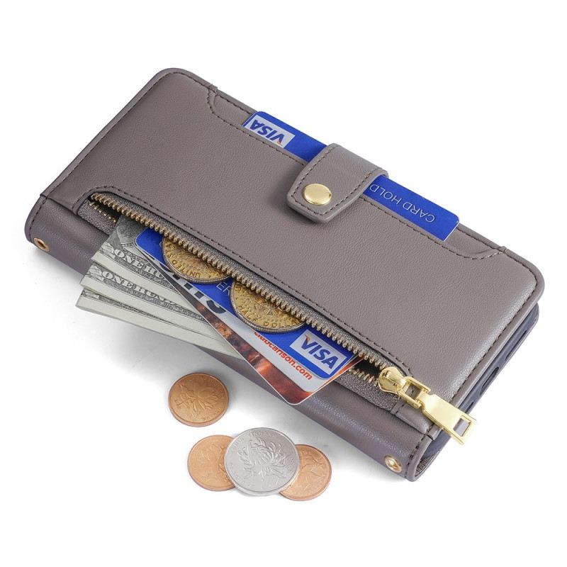 Bőrtok Realme 12 Plus 5g Pénztárca Pánttal És Vállpánttal