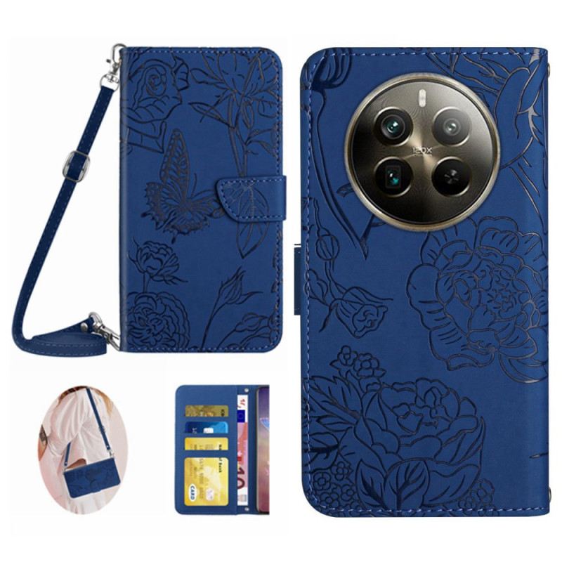 Bőrtok Realme 12 Plus 5g Pillangómintás Vállpánttal