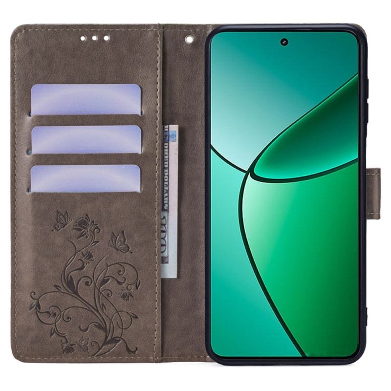 Bőrtok Realme 12 Plus 5g Virágok És Pillangók Pánttal