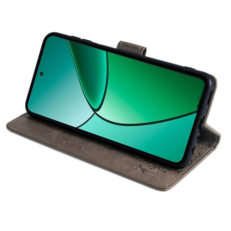 Bőrtok Realme 12 Plus 5g Virágok És Pillangók Pánttal