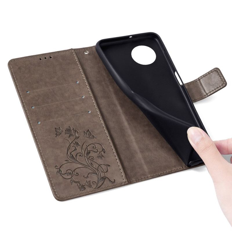 Bőrtok Realme 12 Plus 5g Virágok És Pillangók Pánttal