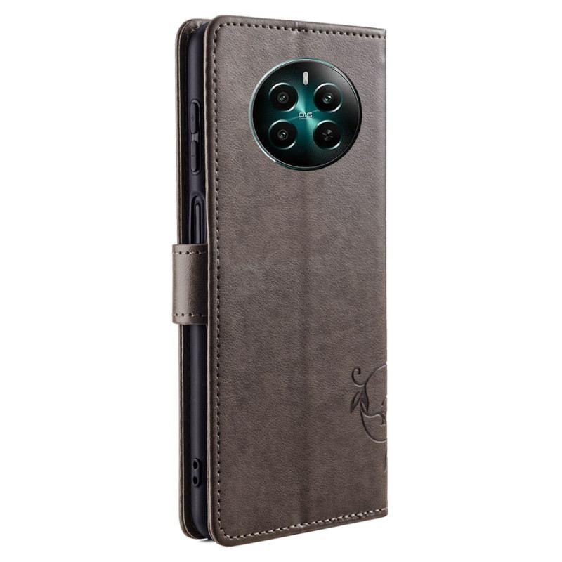 Bőrtok Realme 12 Plus 5g Virágok És Pillangók Pánttal