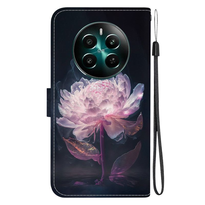 Fliptok Realme 12 Plus 5g Lila Bazsarózsa Szíjjal