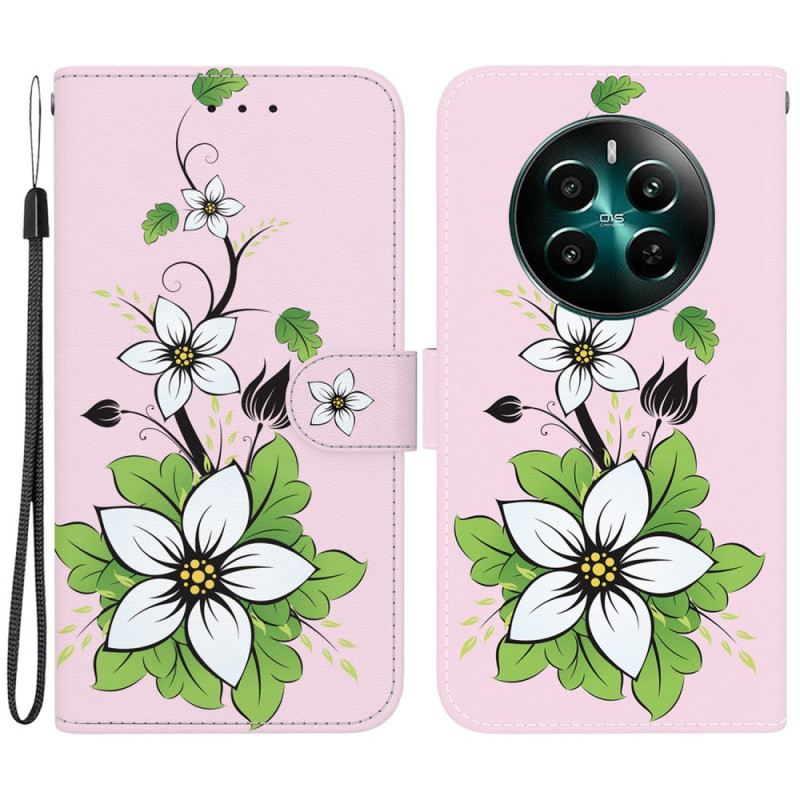 Fliptok Realme 12 Plus 5g Liliomvirágok Szíjjal