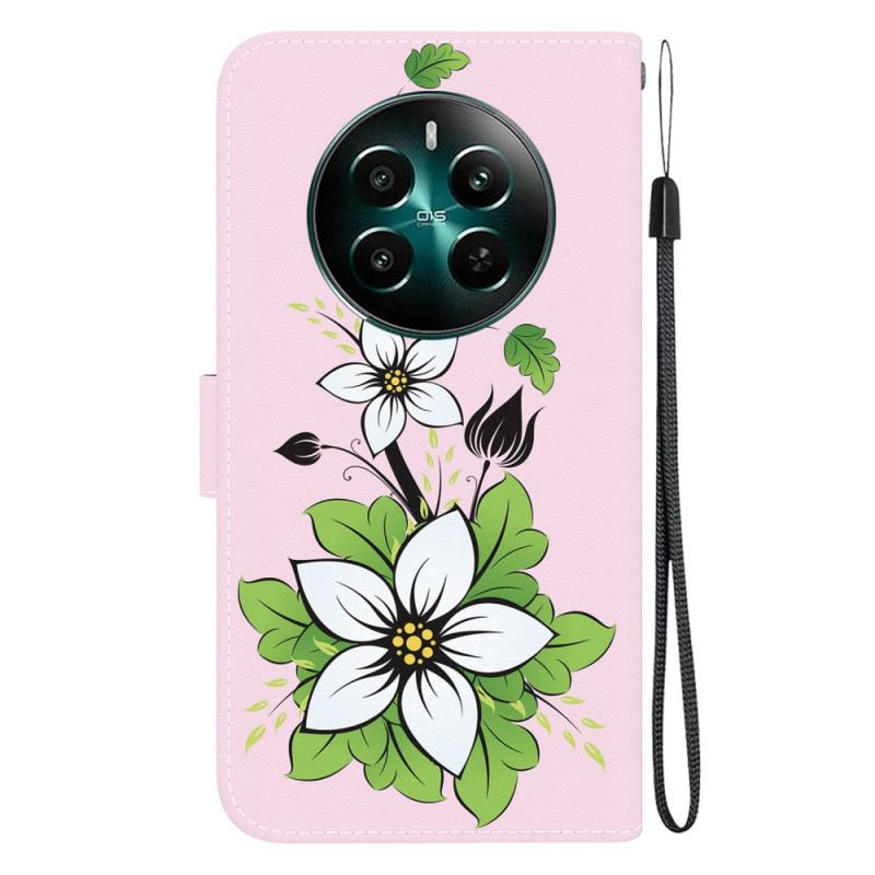 Fliptok Realme 12 Plus 5g Liliomvirágok Szíjjal