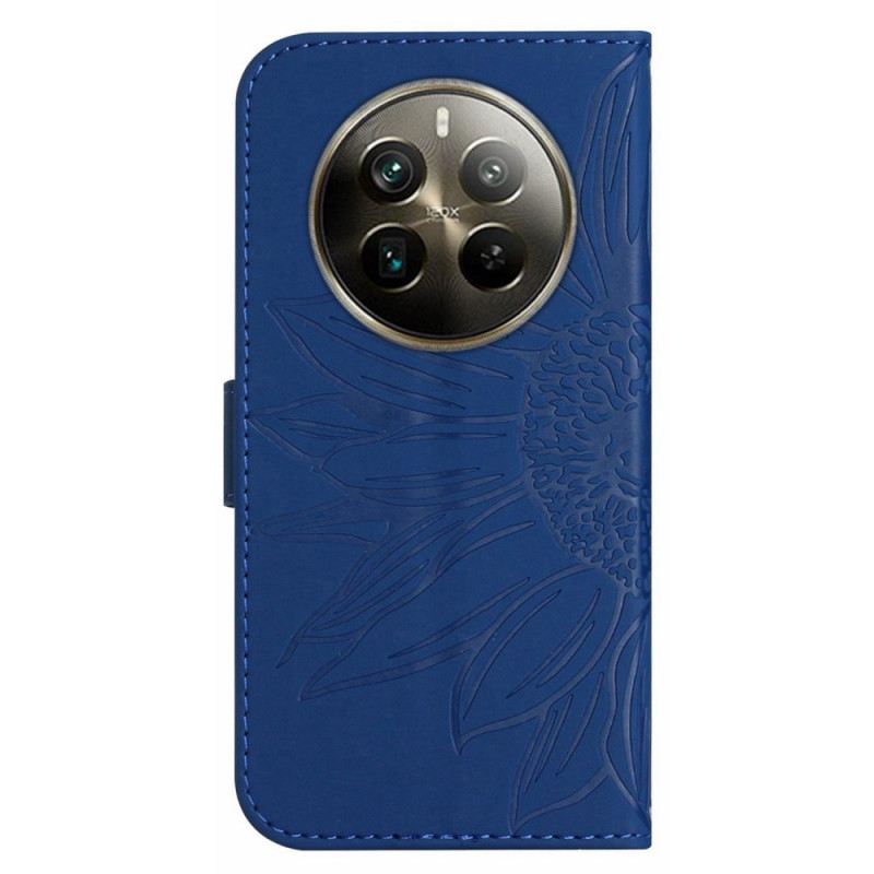 Kinyitható Bőrtok Realme 12 Plus 5g Napraforgómintás Vállpánttal