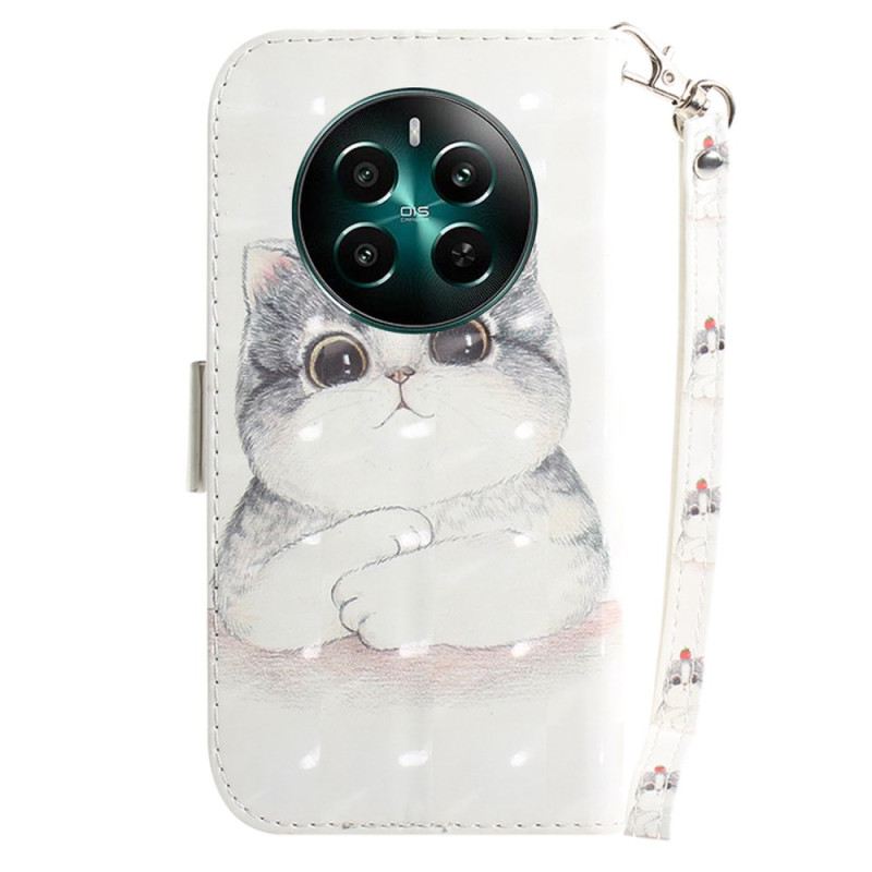 Kinyitható Tokok Realme 12 Plus 5g Macska És Eper Szíjjal