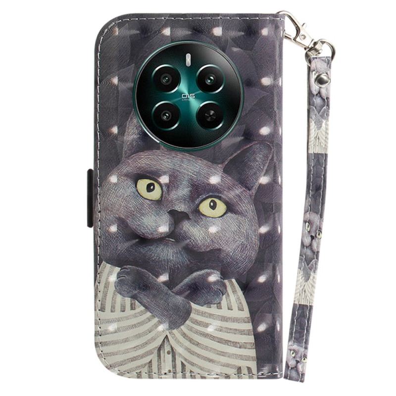 Kinyitható Tokok Realme 12 Plus 5g Szürke Macska Szíjjal