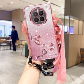 Tok Realme 12 Plus 5g Virágok És Strasszok Kadem Szíjjal