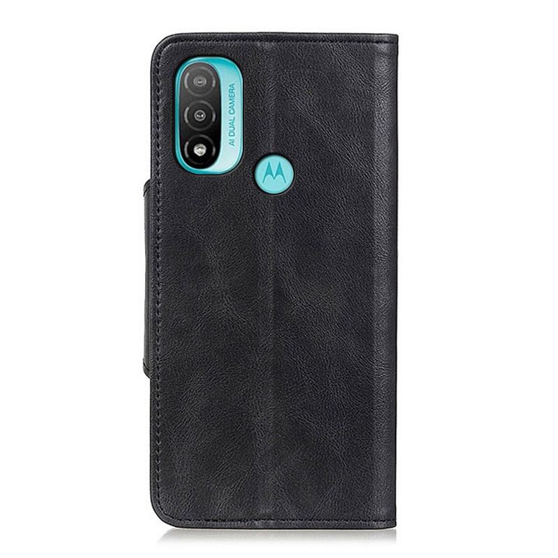 Fliptok / Bőrtok Moto E40 / E30 / E20 Vintage Műbőr És Gomb