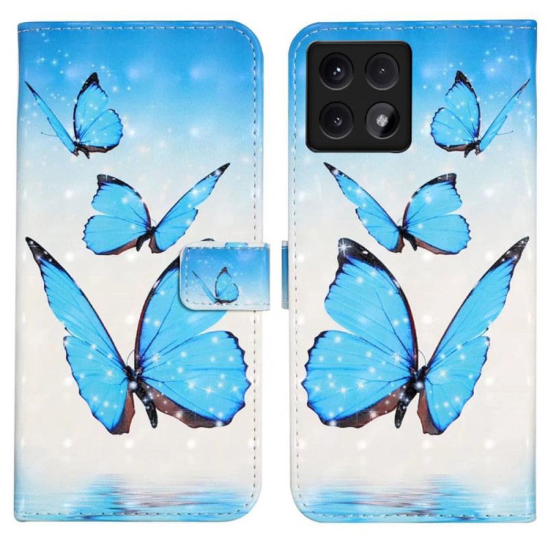 Bőrtok Xiaomi 14t Három Pillangó