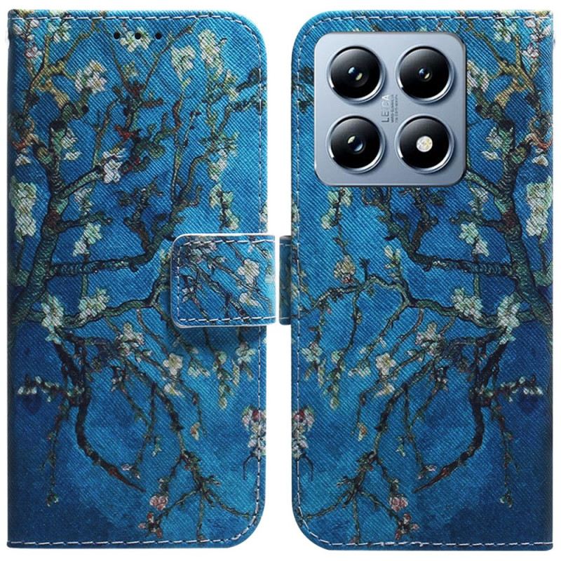 Bőrtok Xiaomi 14t Sárgabarackvirágok