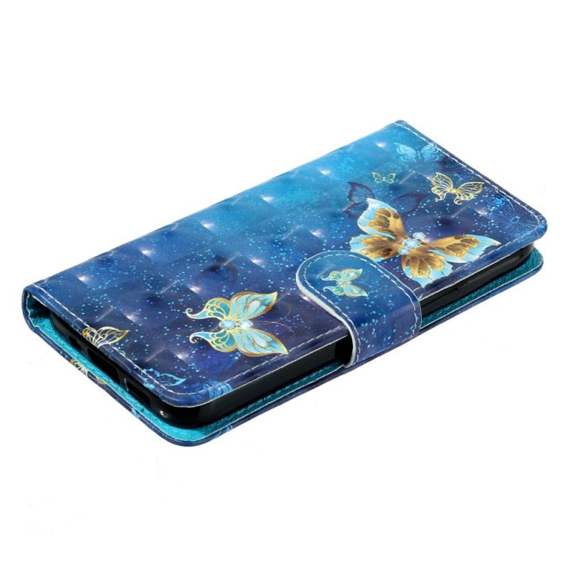 Fliptok Xiaomi 14t Kék És Arany Pillangók Pánttal