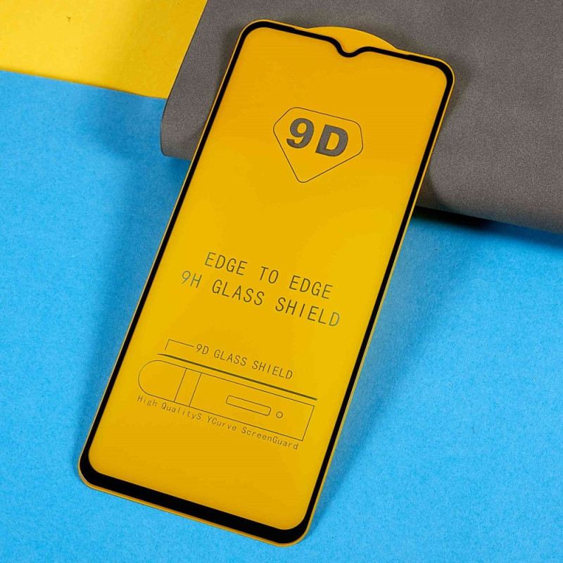 Xiaomi Redmi 10A Edzett Üveg Kijelzővédő Fólia Fekete Kontúrokkal