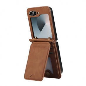 Bőrtok Samsung Galaxy Z Flip 7 Bőrhatású Kártyatartó És Vállpánt