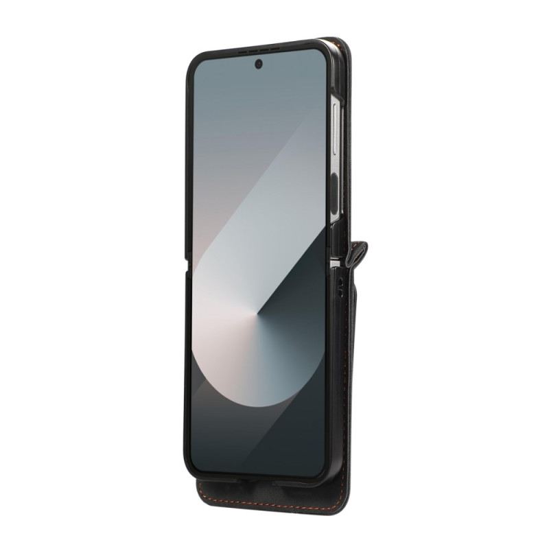 Bőrtok Samsung Galaxy Z Flip 7 Bőrhatású Kártyatartó És Vállpánt