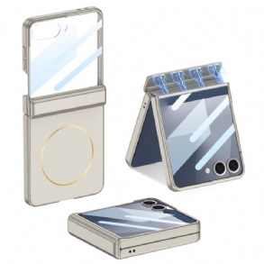 Mobiltelefon Tokok Samsung Galaxy Z Flip 7 Mágneses Rögzítéssel Zsanérvédővel És Gkk Márkajelzéssel