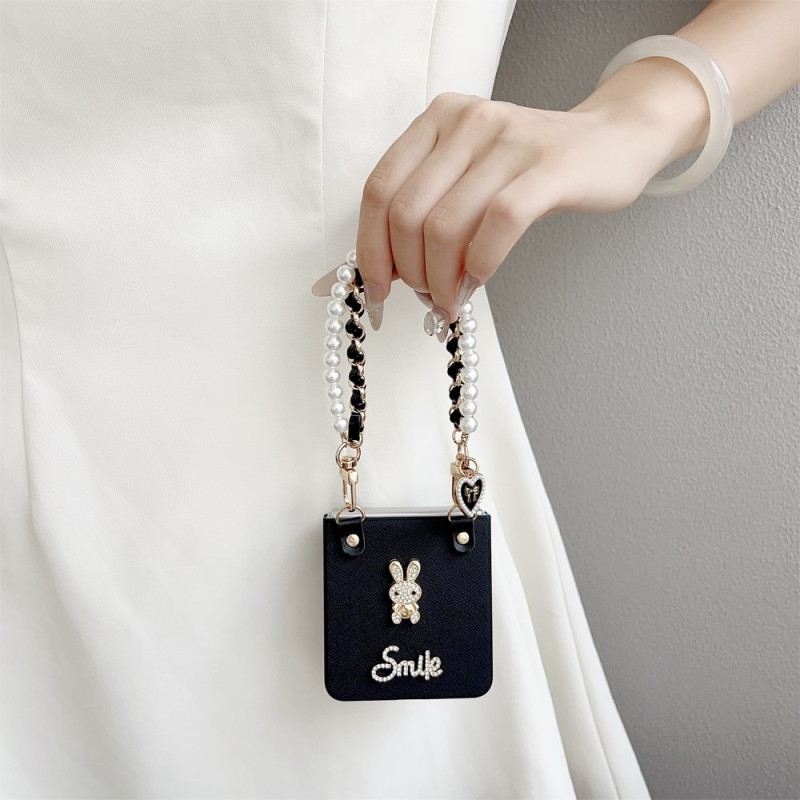 Mobiltelefon Tokok Samsung Galaxy Z Flip 7 Mosolygós Nyuszi Karkötővel