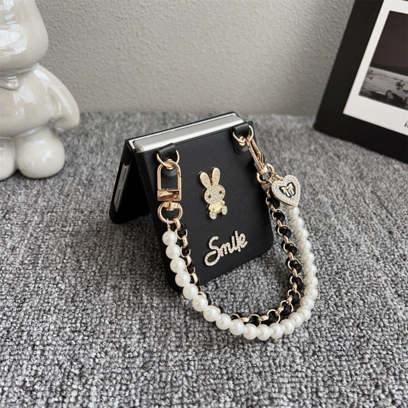 Mobiltelefon Tokok Samsung Galaxy Z Flip 7 Mosolygós Nyuszi Karkötővel