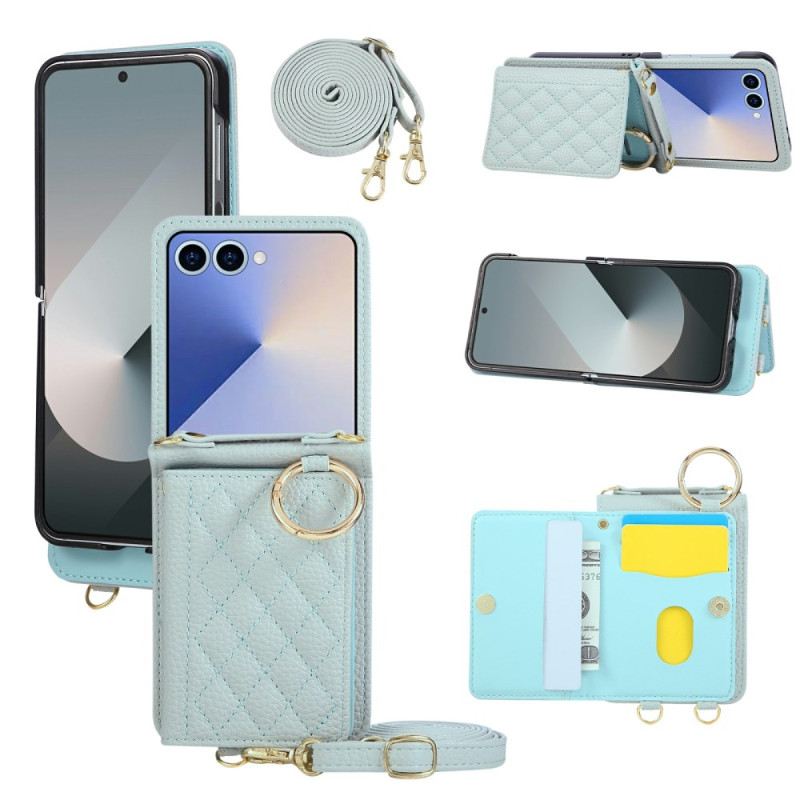 Mobiltelefon Tokok Samsung Galaxy Z Flip 7 Steppelt Pénztárca Vállpánttal