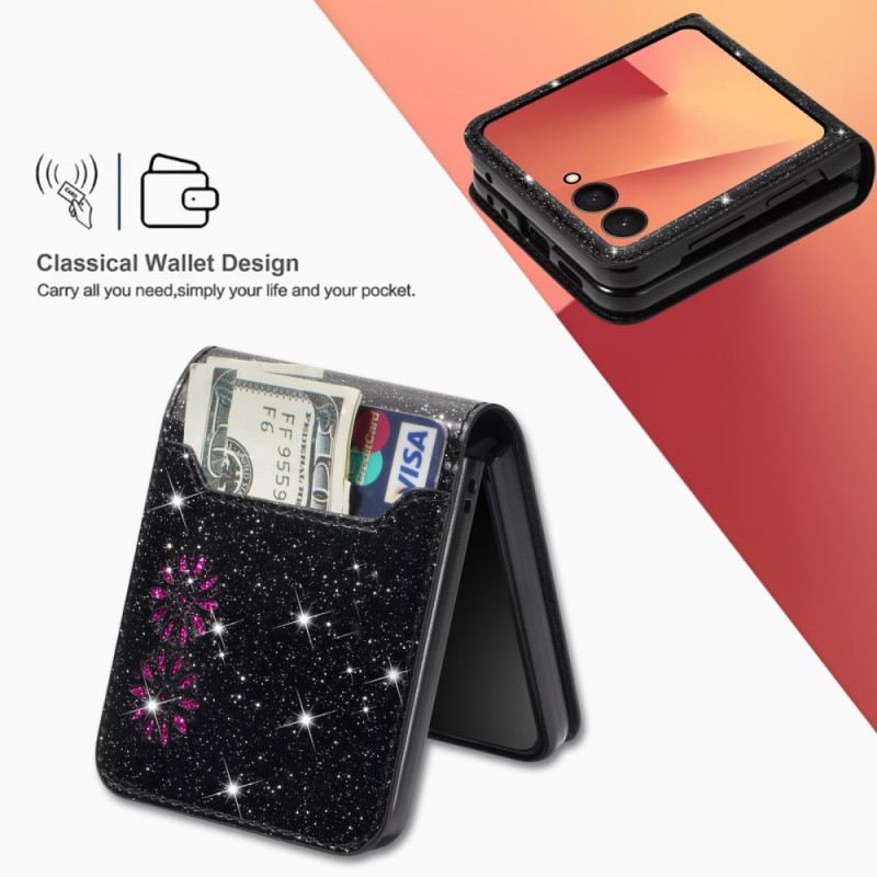 Telefontok Samsung Galaxy Z Flip 7 Csillámos Kártyatartó