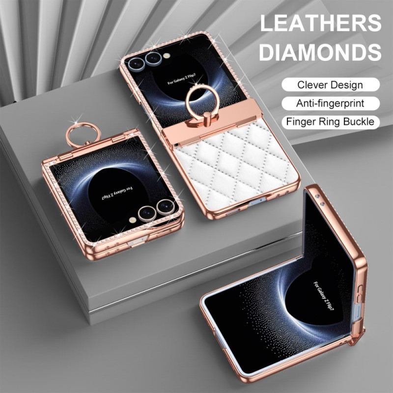 Telefontok Samsung Galaxy Z Flip 7 Gyűrűtartó Strassz Díszítéssel