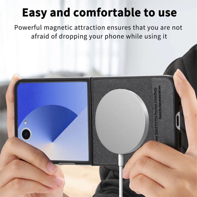 Telefontok Samsung Galaxy Z Flip 7 Magsafe-kompatibilis Farmer Textúrájú Bőr