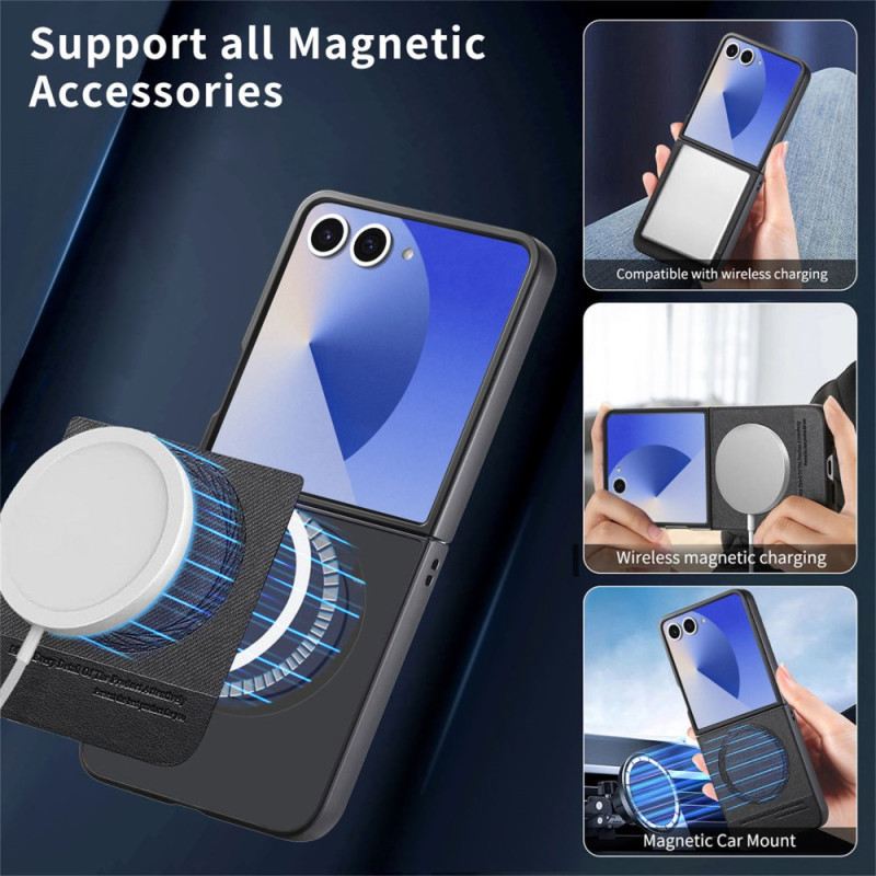 Telefontok Samsung Galaxy Z Flip 7 Magsafe-kompatibilis Farmer Textúrájú Bőr