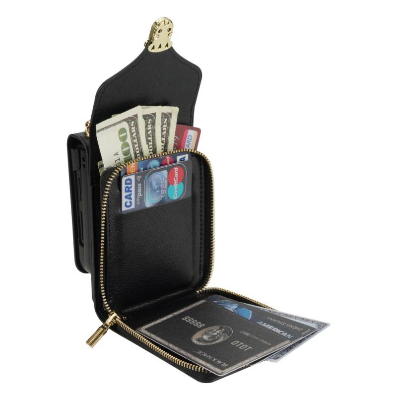 Tok Samsung Galaxy Z Flip 7 Cipzáras Pénztárca És Vállpánt