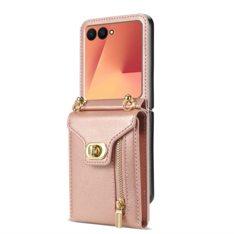 Tok Samsung Galaxy Z Flip 7 Cipzáras Pénztárca És Vállpánt