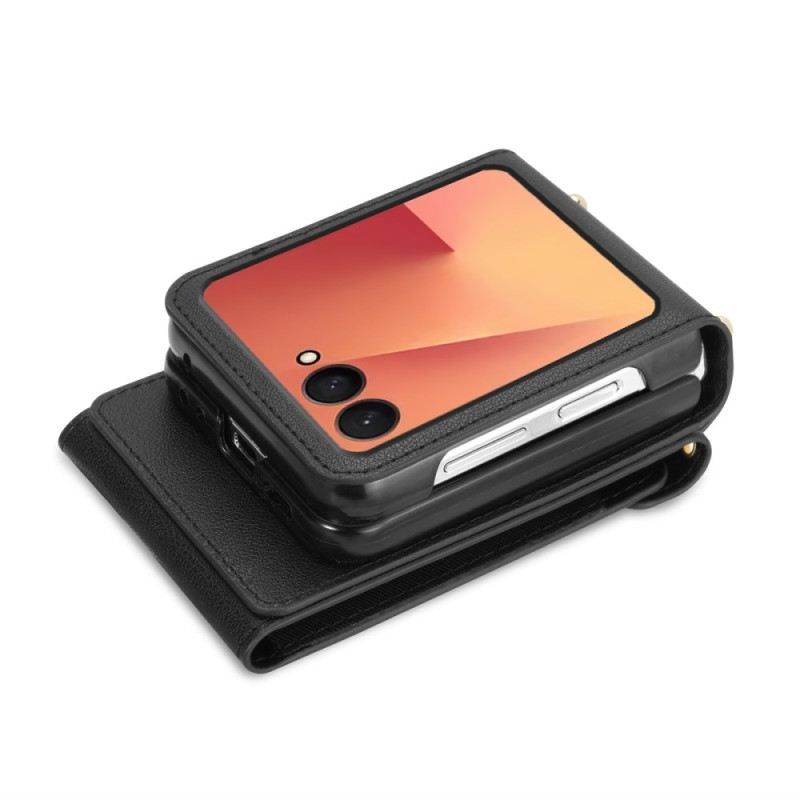 Tok Samsung Galaxy Z Flip 7 Cipzáras Pénztárca És Vállpánt