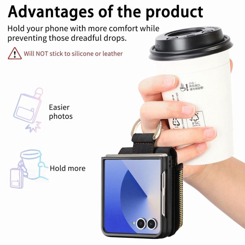 Tok Samsung Galaxy Z Flip 7 Cipzáras Zseb És Kártyatartó