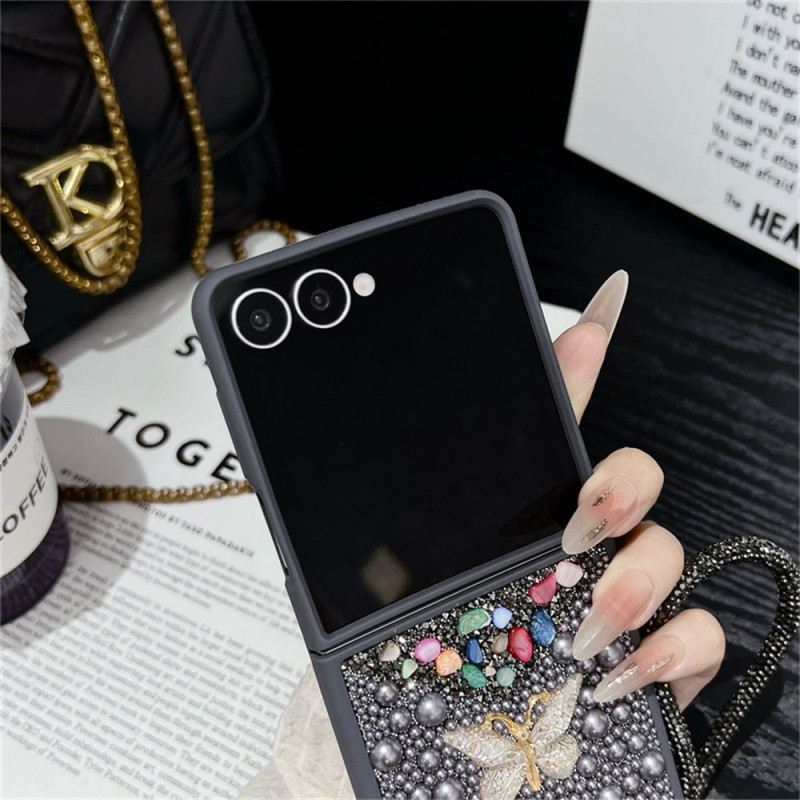 Tok Samsung Galaxy Z Flip 7 Csillámos Dizájn És Csuklópánt