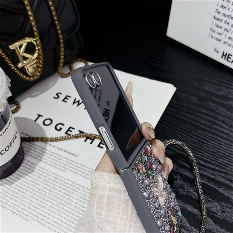 Tok Samsung Galaxy Z Flip 7 Csillámos Dizájn És Csuklópánt