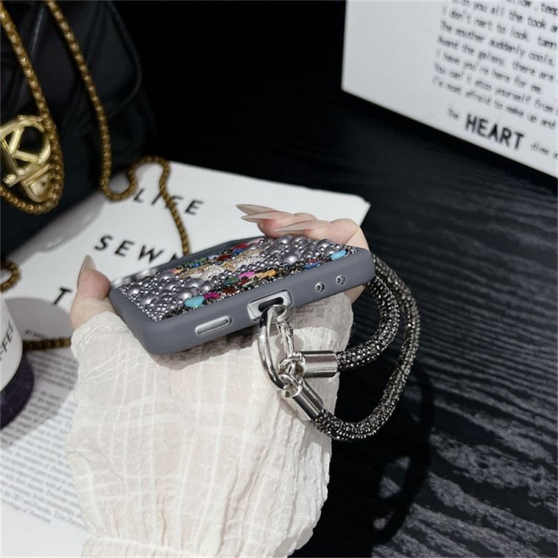 Tok Samsung Galaxy Z Flip 7 Csillámos Dizájn És Csuklópánt