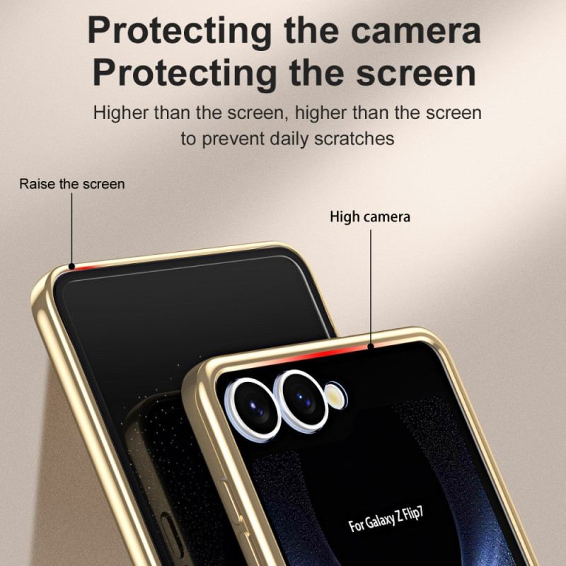 Tok Samsung Galaxy Z Flip 7 Fémes Szegély Képernyővédővel