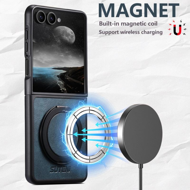 Tok Samsung Galaxy Z Flip 7 Magsafe Kompatibilis Bőrhatású Suteni Gyűrűtartó