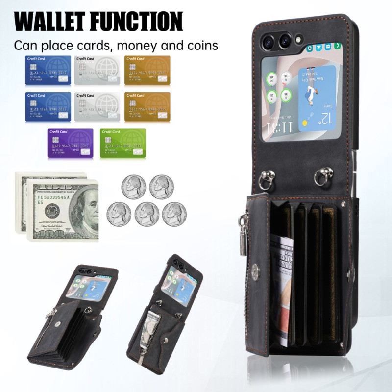 Tok Samsung Galaxy Z Flip 7 Pénztárca Nyakpánttal És Vállpánttal