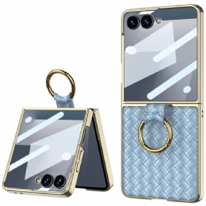 Tok Samsung Galaxy Z Flip 7 Szőtt Textúra Gyűrűtartóval